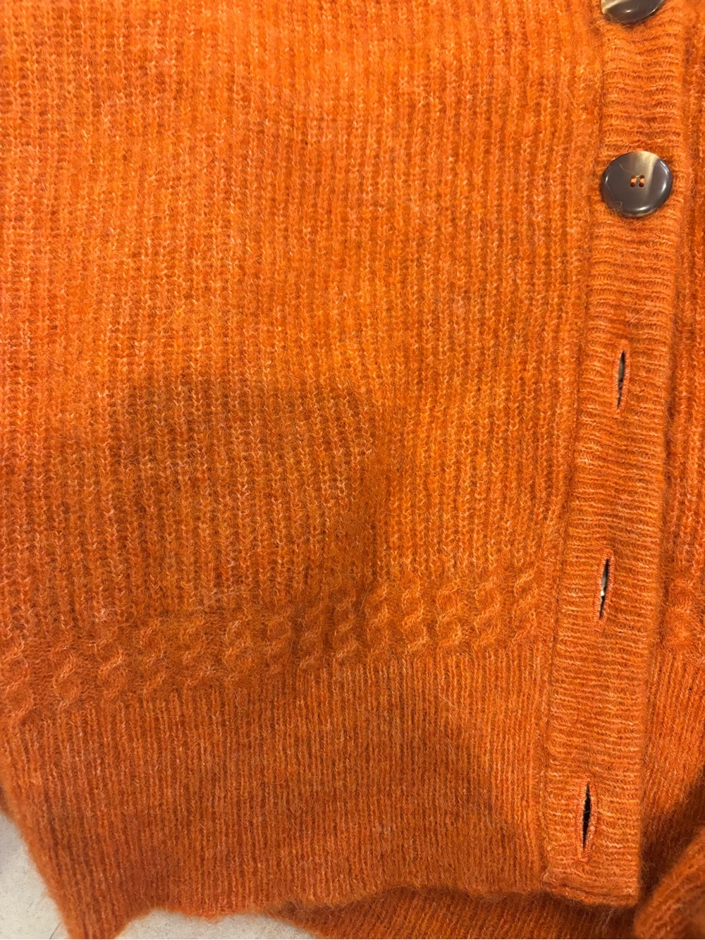 Othello Sezane Rust Orange Ribbed Button Cardigan - Picture 8 of 10